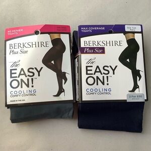 New with Tags Berkshire Plus Size Cooling Tights 5X-6X Gray Navy Bundle of 2